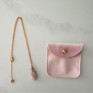 AUTHENTIC SWAROVSKI ABSTRACT TEAR DROP LONG PENDANT NECKLACE GOLD NO BOX